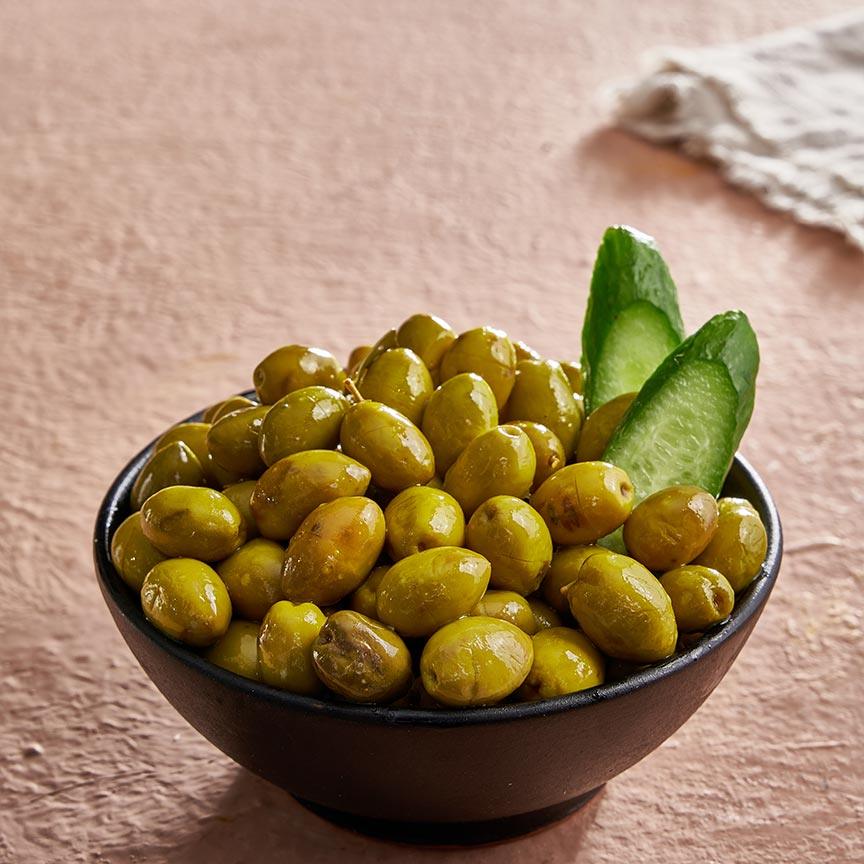 Green boiled olives