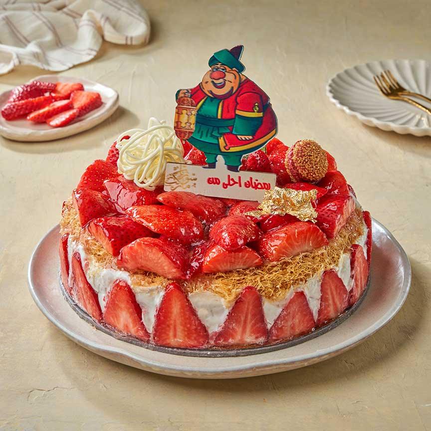 تورتة رمضان كنافة بالكريمة والفراولة 24