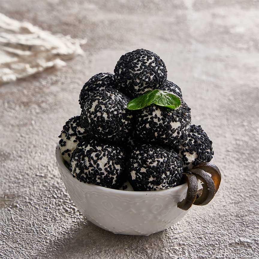 Labneh balls with black seed
